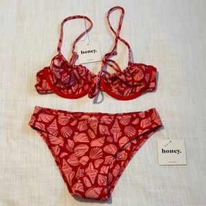 Red and Pink Bikini Set